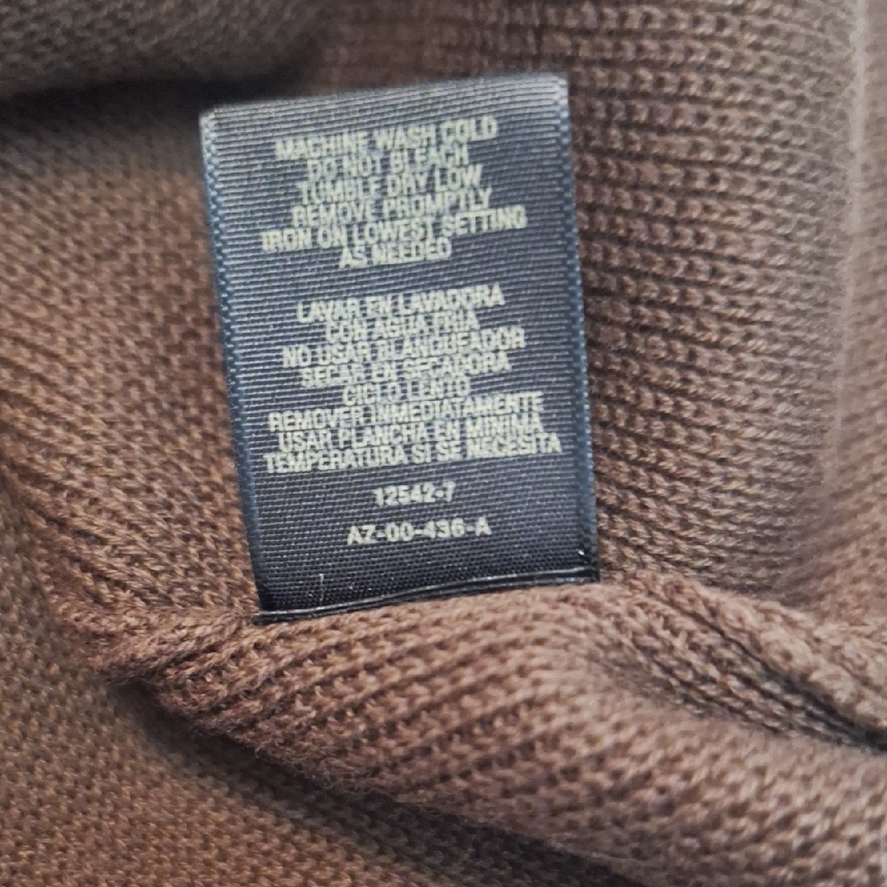 3/$20--Brown Knit Zip Up Men's Sweater With Stripes And Crew Neck, Sz. L., NWOT - Picture 12 of 13